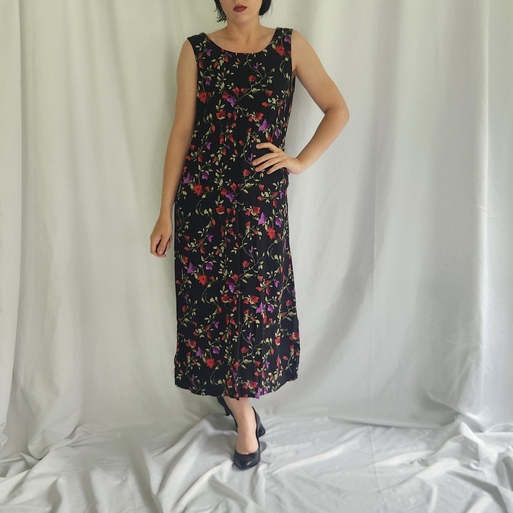 90s/00s Black, Red, and Purple‎ Sleeveless Dress